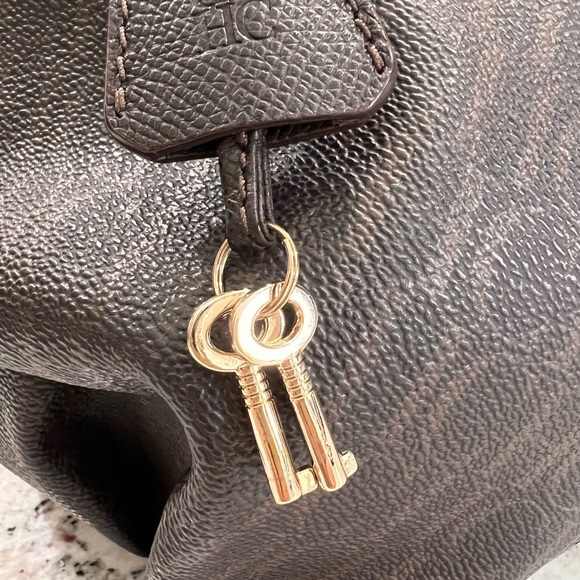 CH Carolina Herrera Brown Monogram Leather Dome Satchel - Picture 9 of 16